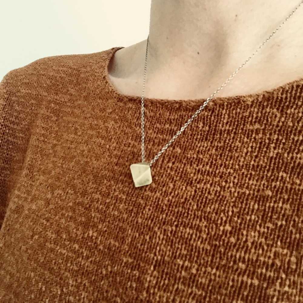 Brass Diamond Stud Necklace | Silver Chain